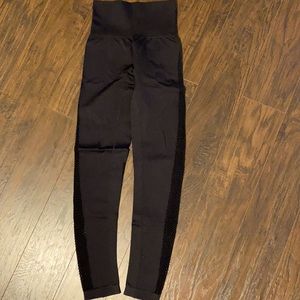 Black leggings with mesh detailing